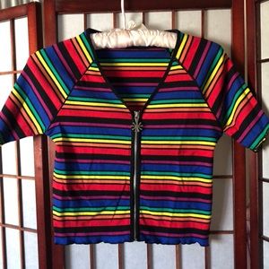 Dolls Kill x Delias rainbow stripe crop top